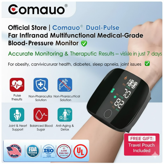 Comauo® Dual Pulse BP Monitor: The Only Blood Pressure Device That Heals While It Reads.